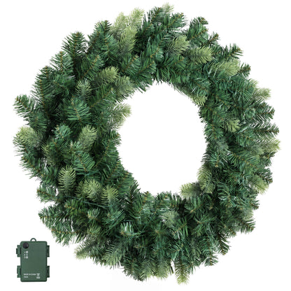 Jingle Jollys Occasions > Christmas > Christmas Wreaths & Garlands Jingle Jollys 60cm Pre-Lit Christmas Wreath GarlandsWarm White LED Light Door Wreaths Battery Timer