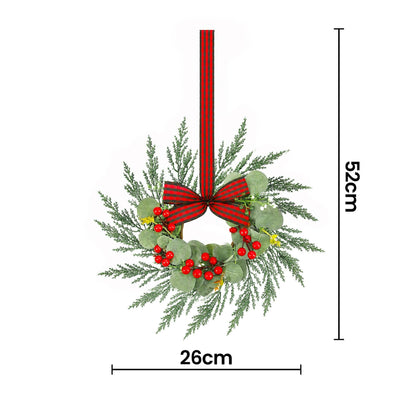 Jingle Jollys Occasions > Christmas > Christmas Wreaths & Garlands Jingle Jollys 6x Christmas Wreath Garland 26cm Pre-lit Wreaths Red Berries Bow