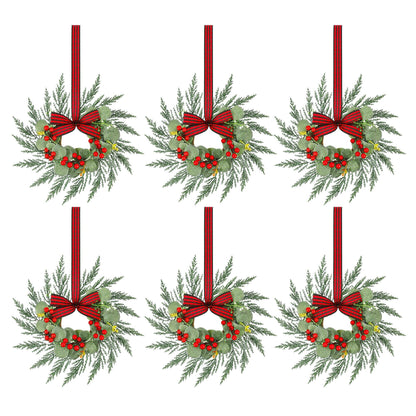 Jingle Jollys Occasions > Christmas > Christmas Wreaths & Garlands Jingle Jollys 6x Christmas Wreath Garland 26cm Pre-lit Wreaths Red Berries Bow
