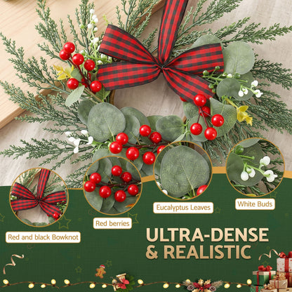 Jingle Jollys Occasions > Christmas > Christmas Wreaths & Garlands Jingle Jollys 6x Christmas Wreath Garland 26cm Pre-lit Wreaths Red Berries Bow