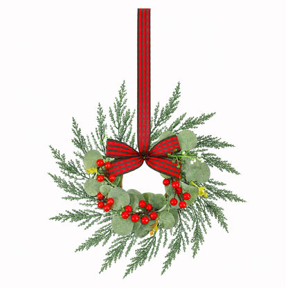 Jingle Jollys Occasions > Christmas > Christmas Wreaths & Garlands Jingle Jollys 6x Christmas Wreath Garland 26cm Pre-lit Wreaths Red Berries Bow