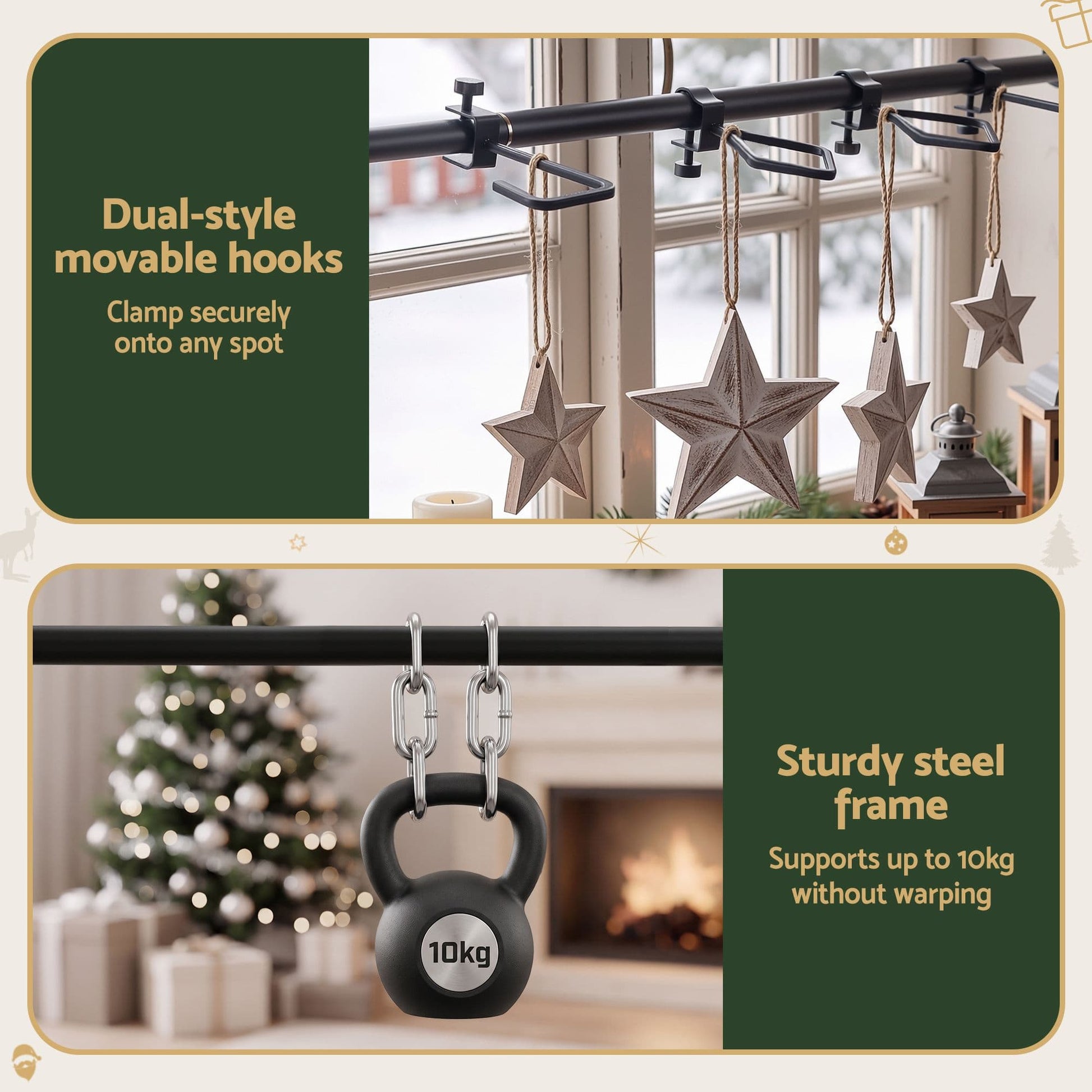Jingle Jollys Occasions > Christmas > Christmas Wreaths & Garlands Jingle Jollys Christmas Garland Hook Hanger Wreath Fits 85-125CM Door No Drill