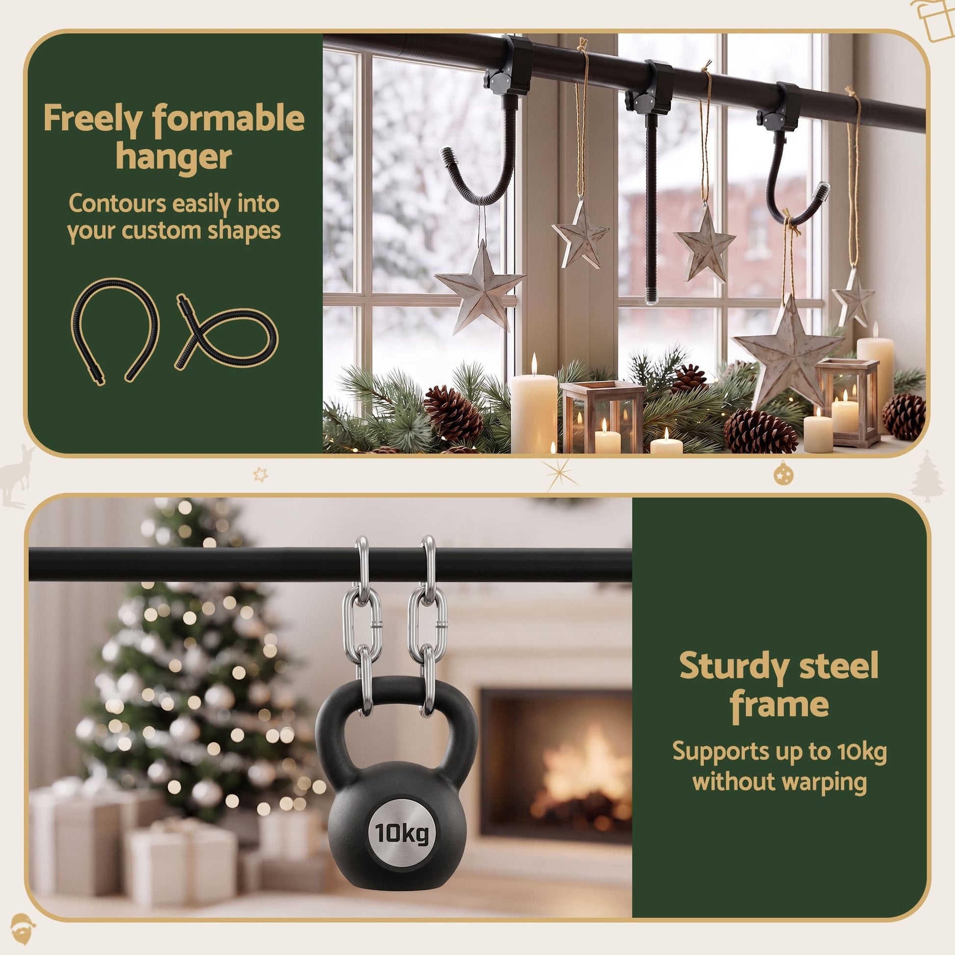 Jingle Jollys Occasions > Christmas > Christmas Wreaths & Garlands Jingle Jollys Christmas Garland Hook Wreath Hanger Fits 85-160CM Door No Drill