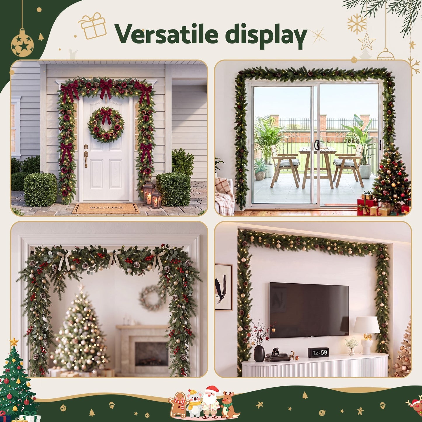 Jingle Jollys Occasions > Christmas > Christmas Wreaths & Garlands Jingle Jollys Christmas Garland Hook Wreath Hanger Fits 85-160CM Door No Drill