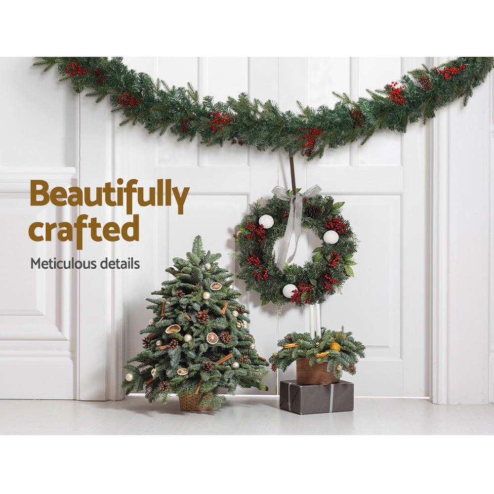 Jingle Jollys Occasions > Christmas > Christmas Wreaths & Garlands Jingle Jollys Christmas Garland with Wreath Set LED Lights Xmas Tree Decor