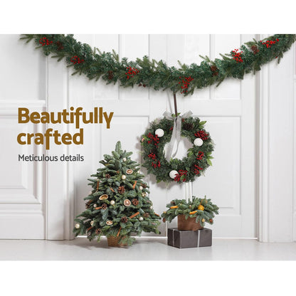 Jingle Jollys Occasions > Christmas > Christmas Wreaths & Garlands Jingle Jollys Christmas Garland with Wreath Set LED Lights Xmas Tree Decor