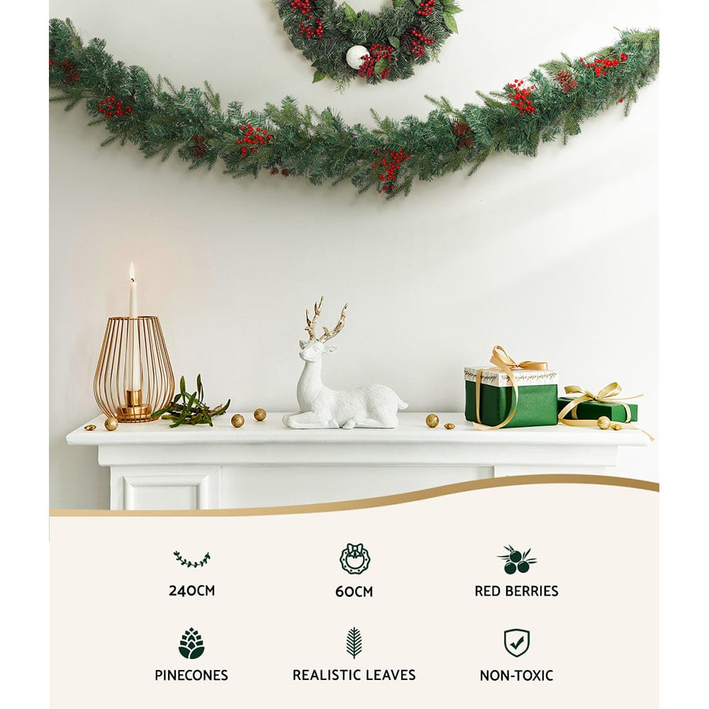 Jingle Jollys Occasions > Christmas > Christmas Wreaths & Garlands Jingle Jollys Christmas Garland with Wreath Set LED Lights Xmas Tree Decor