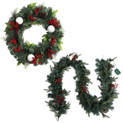Jingle Jollys Occasions > Christmas > Christmas Wreaths & Garlands Jingle Jollys Christmas Garland with Wreath Set LED Lights Xmas Tree Decor