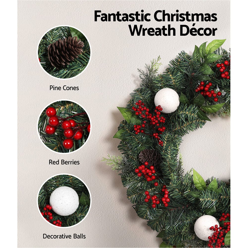 Jingle Jollys Occasions > Christmas > Christmas Wreaths & Garlands Jingle Jollys Christmas Garland with Wreath Set LED Lights Xmas Tree Decor
