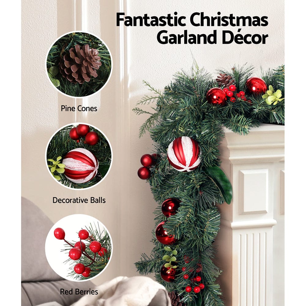 Jingle Jollys Occasions > Christmas > Christmas Wreaths & Garlands Jingle Jollys Christmas Garland with Wreath Set Ornaments Xmas Tree Decor