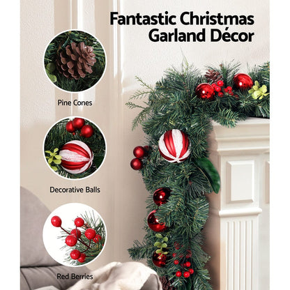 Jingle Jollys Occasions > Christmas > Christmas Wreaths & Garlands Jingle Jollys Christmas Garland with Wreath Set Ornaments Xmas Tree Decor