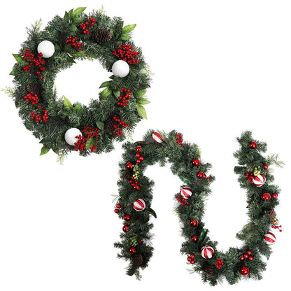 Jingle Jollys Occasions > Christmas > Christmas Wreaths & Garlands Jingle Jollys Christmas Garland with Wreath Set Ornaments Xmas Tree Decor