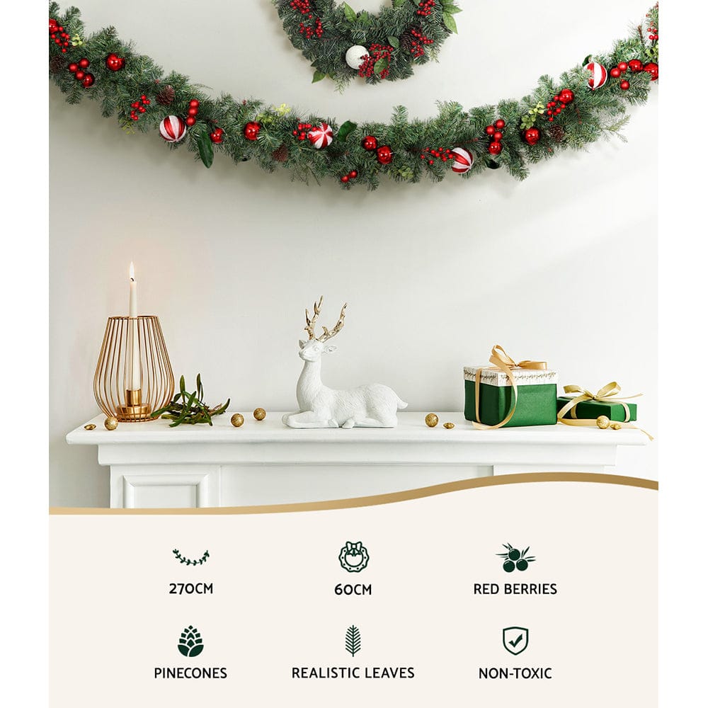 Jingle Jollys Occasions > Christmas > Christmas Wreaths & Garlands Jingle Jollys Christmas Garland with Wreath Set Ornaments Xmas Tree Decor