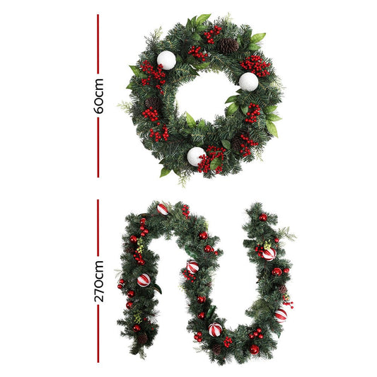 Jingle Jollys Occasions > Christmas > Christmas Wreaths & Garlands Jingle Jollys Christmas Garland with Wreath Set Ornaments Xmas Tree Decor