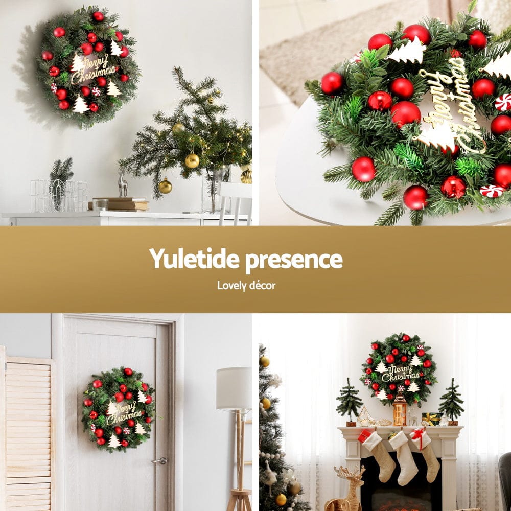Jingle Jollys Occasions > Christmas > Christmas Wreaths & Garlands Jingle Jollys Christmas Wreath 40CM Xmas Garland Baubles Ornaments Party Decor