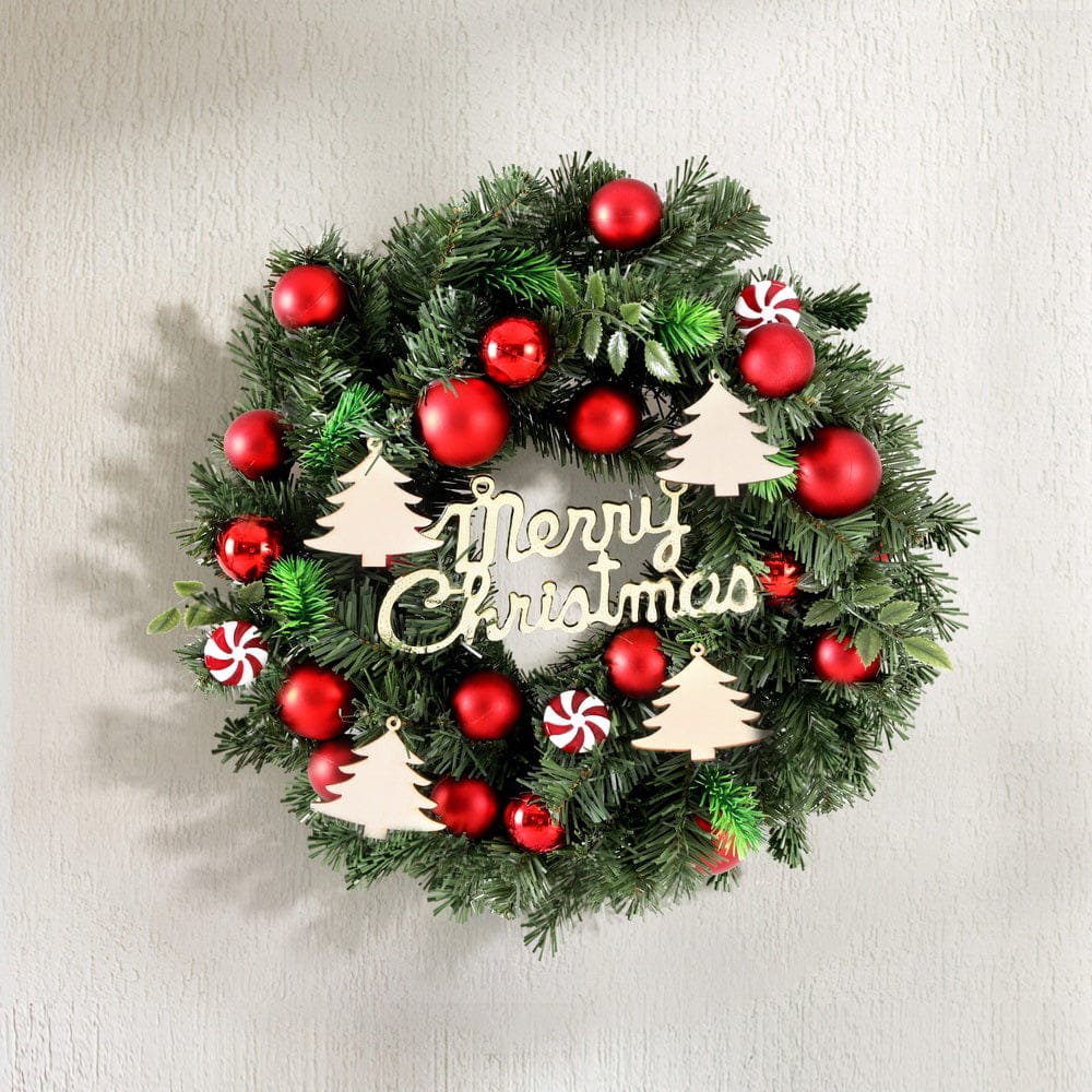 Jingle Jollys Occasions > Christmas > Christmas Wreaths & Garlands Jingle Jollys Christmas Wreath 40CM Xmas Garland Baubles Ornaments Party Decor