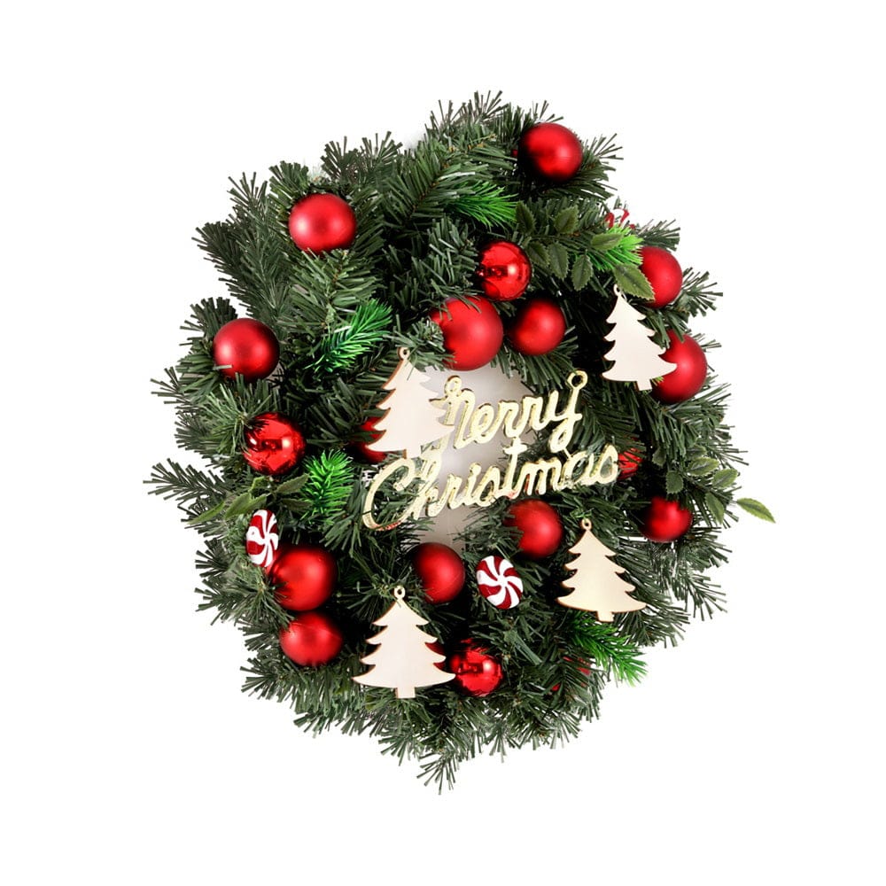 Jingle Jollys Occasions > Christmas > Christmas Wreaths & Garlands Jingle Jollys Christmas Wreath 40CM Xmas Garland Baubles Ornaments Party Decor