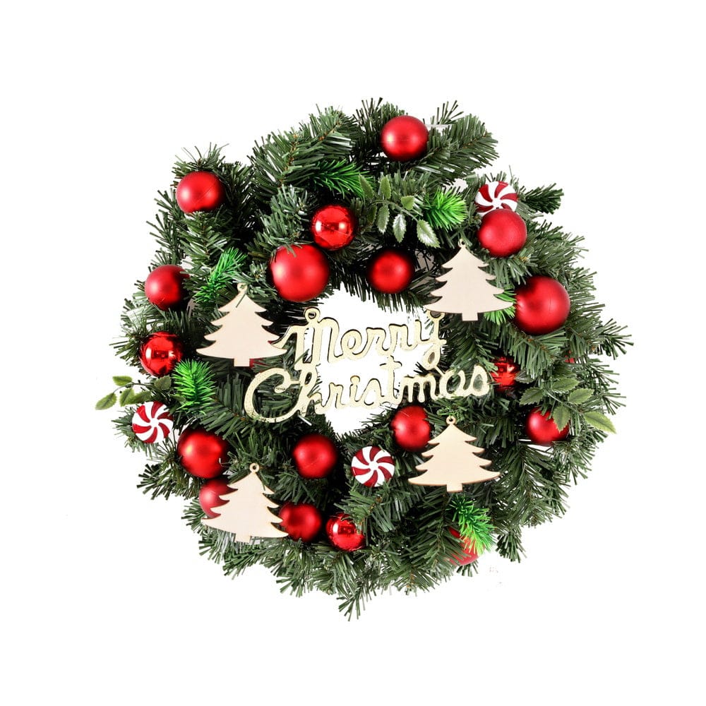Jingle Jollys Occasions > Christmas > Christmas Wreaths & Garlands Jingle Jollys Christmas Wreath 40CM Xmas Garland Baubles Ornaments Party Decor