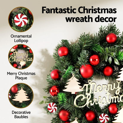 Jingle Jollys Occasions > Christmas > Christmas Wreaths & Garlands Jingle Jollys Christmas Wreath 40CM Xmas Garland Baubles Ornaments Party Decor