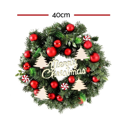 Jingle Jollys Occasions > Christmas > Christmas Wreaths & Garlands Jingle Jollys Christmas Wreath 40CM Xmas Garland Baubles Ornaments Party Decor