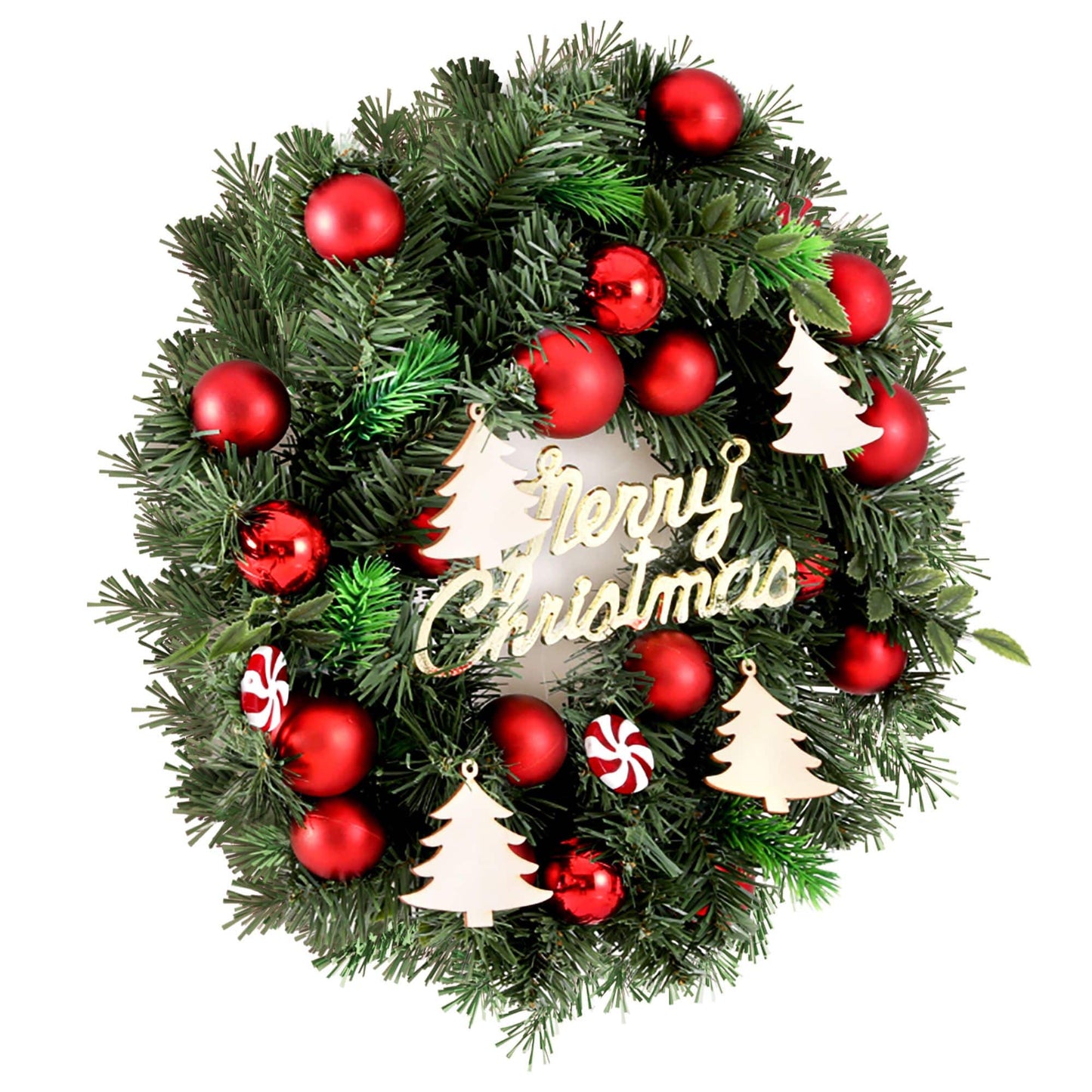 Jingle Jollys Occasions > Christmas > Christmas Wreaths & Garlands Jingle Jollys Christmas Wreath 40CM Xmas Garland Baubles Ornaments Party Decor