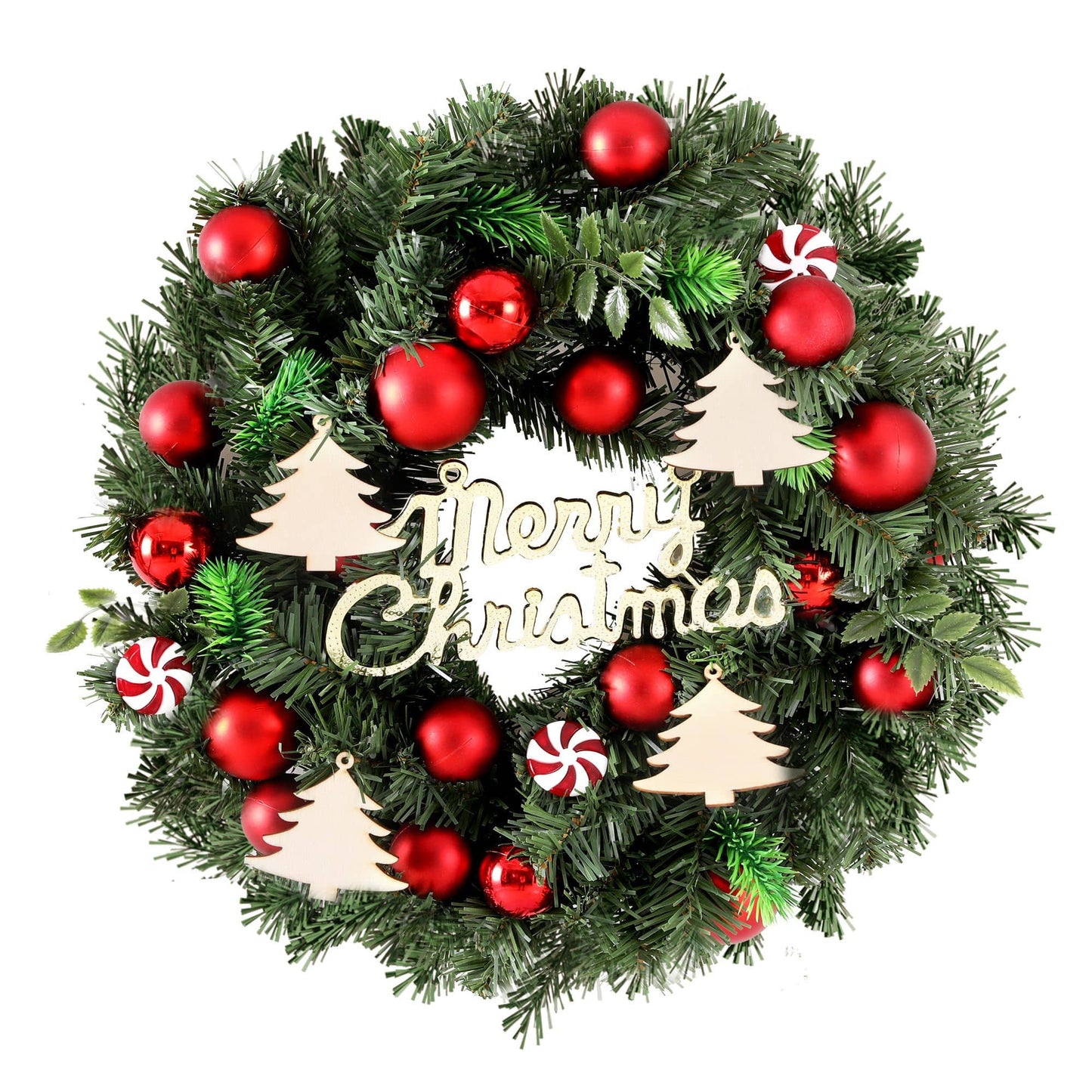 Jingle Jollys Occasions > Christmas > Christmas Wreaths & Garlands Jingle Jollys Christmas Wreath 40CM Xmas Garland Baubles Ornaments Party Decor