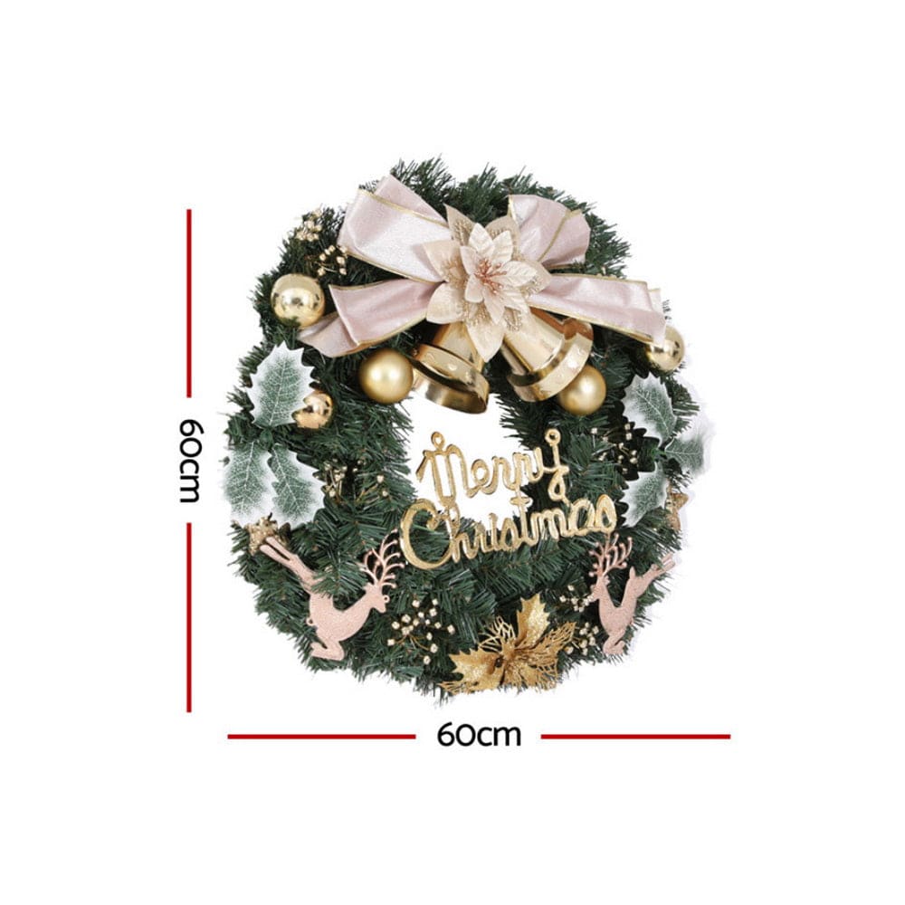 Jingle Jollys Occasions > Christmas > Christmas Wreaths & Garlands Jingle Jollys Christmas Wreath 60CM Garland Flowers Baubles Party Decorations