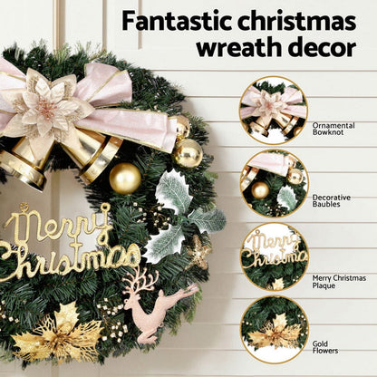 Jingle Jollys Occasions > Christmas > Christmas Wreaths & Garlands Jingle Jollys Christmas Wreath 60CM Garland Flowers Baubles Party Decorations