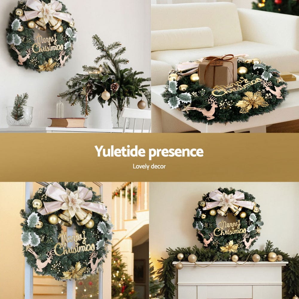Jingle Jollys Occasions > Christmas > Christmas Wreaths & Garlands Jingle Jollys Christmas Wreath 60CM Garland Flowers Baubles Party Decorations