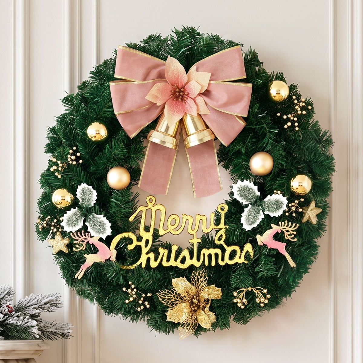 Jingle Jollys Occasions > Christmas > Christmas Wreaths & Garlands Jingle Jollys Christmas Wreath 60CM Garland Flowers Baubles Party Decorations