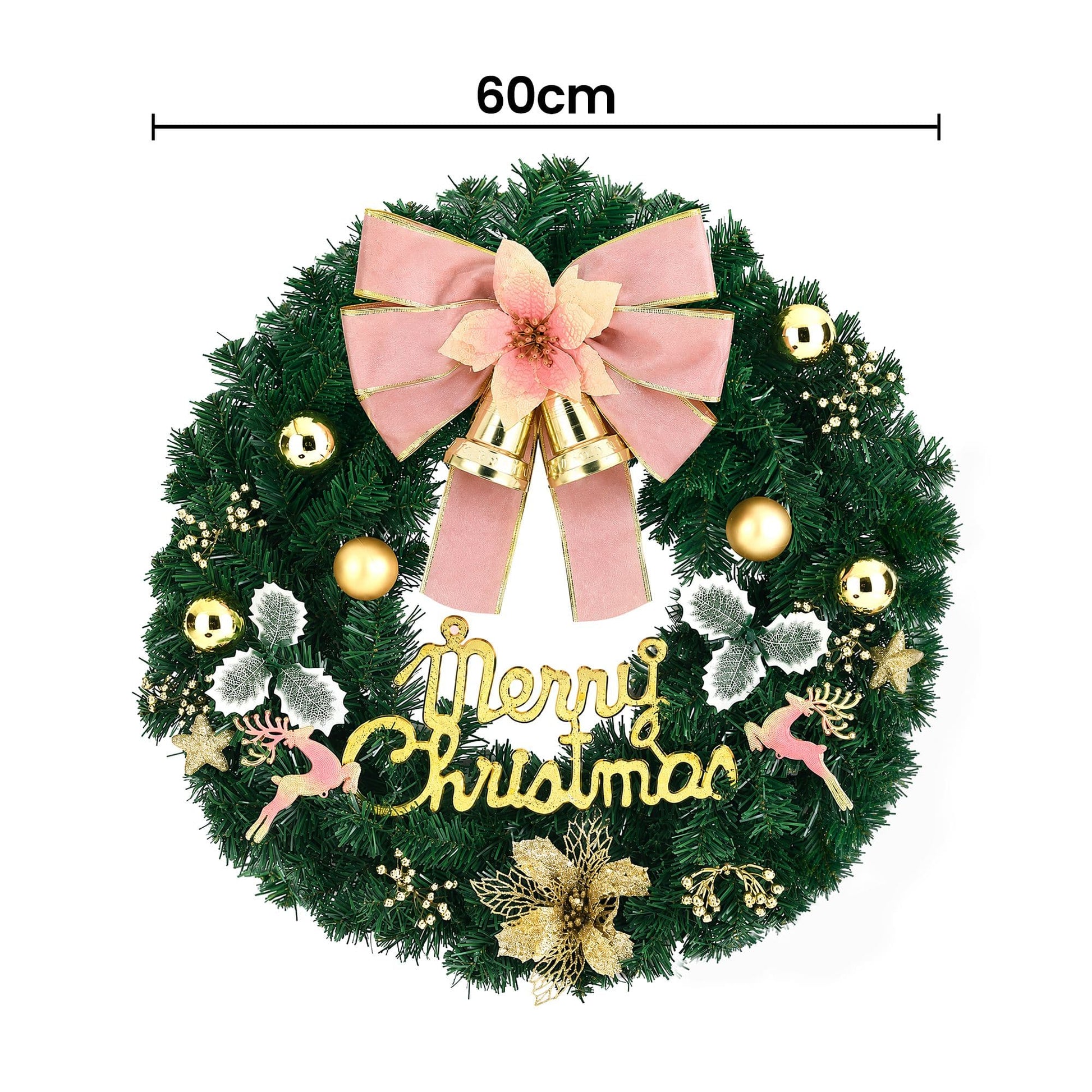 Jingle Jollys Occasions > Christmas > Christmas Wreaths & Garlands Jingle Jollys Christmas Wreath 60CM Garland Flowers Baubles Party Decorations