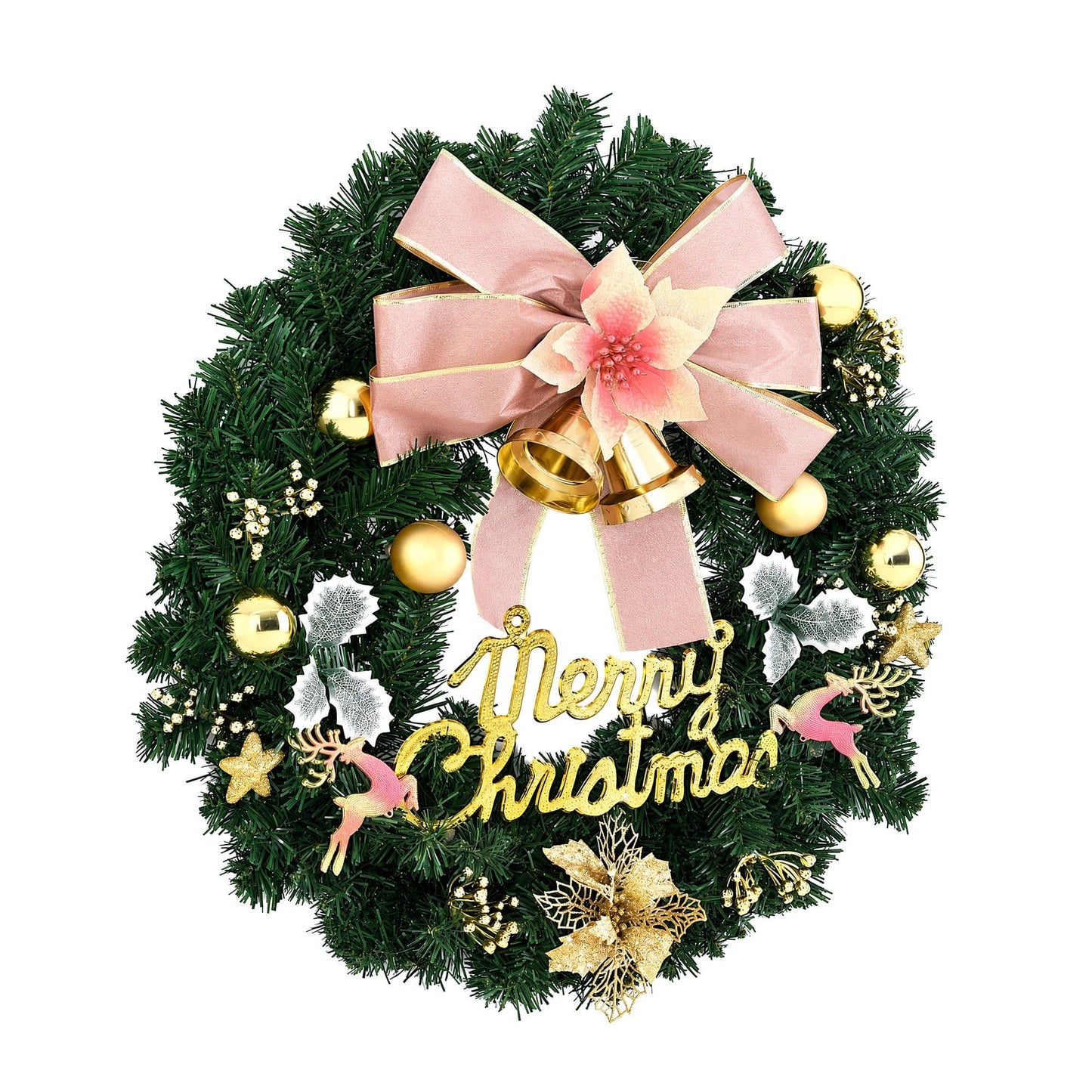 Jingle Jollys Occasions > Christmas > Christmas Wreaths & Garlands Jingle Jollys Christmas Wreath 60CM Garland Flowers Baubles Party Decorations