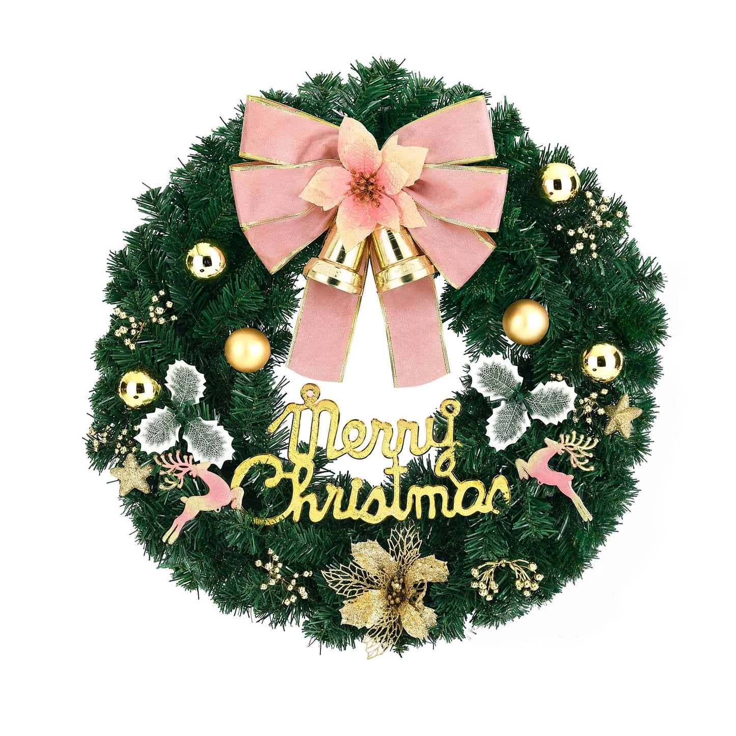 Jingle Jollys Occasions > Christmas > Christmas Wreaths & Garlands Jingle Jollys Christmas Wreath 60CM Garland Flowers Baubles Party Decorations