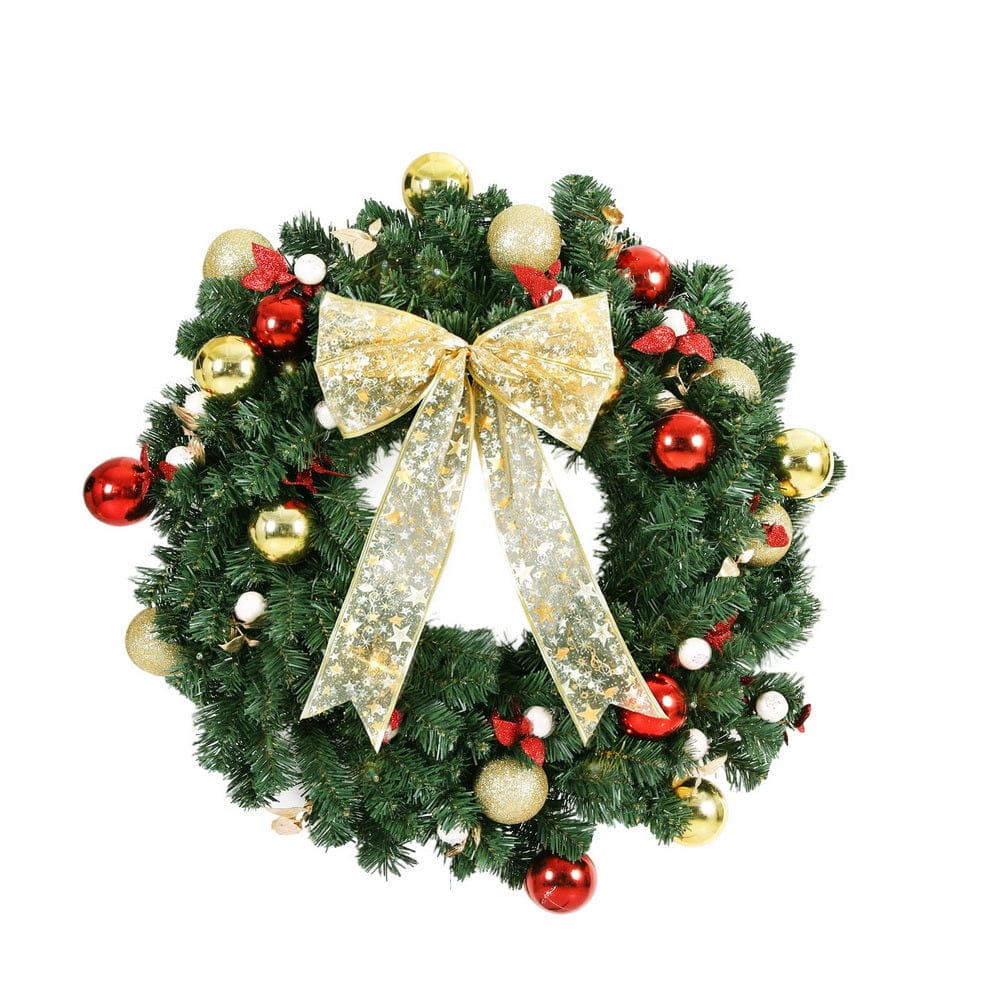 Jingle Jollys Occasions > Christmas > Christmas Wreaths & Garlands Jingle Jollys Christmas Wreath 60CM LED Garland Berries Bow Baubles Xmas Decor