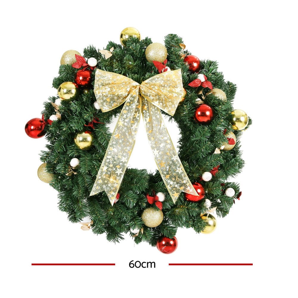 Jingle Jollys Occasions > Christmas > Christmas Wreaths & Garlands Jingle Jollys Christmas Wreath 60CM LED Garland Berries Bow Baubles Xmas Decor