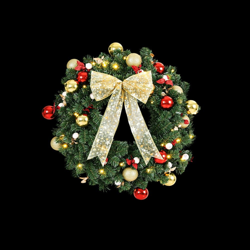 Jingle Jollys Occasions > Christmas > Christmas Wreaths & Garlands Jingle Jollys Christmas Wreath 60CM LED Garland Berries Bow Baubles Xmas Decor