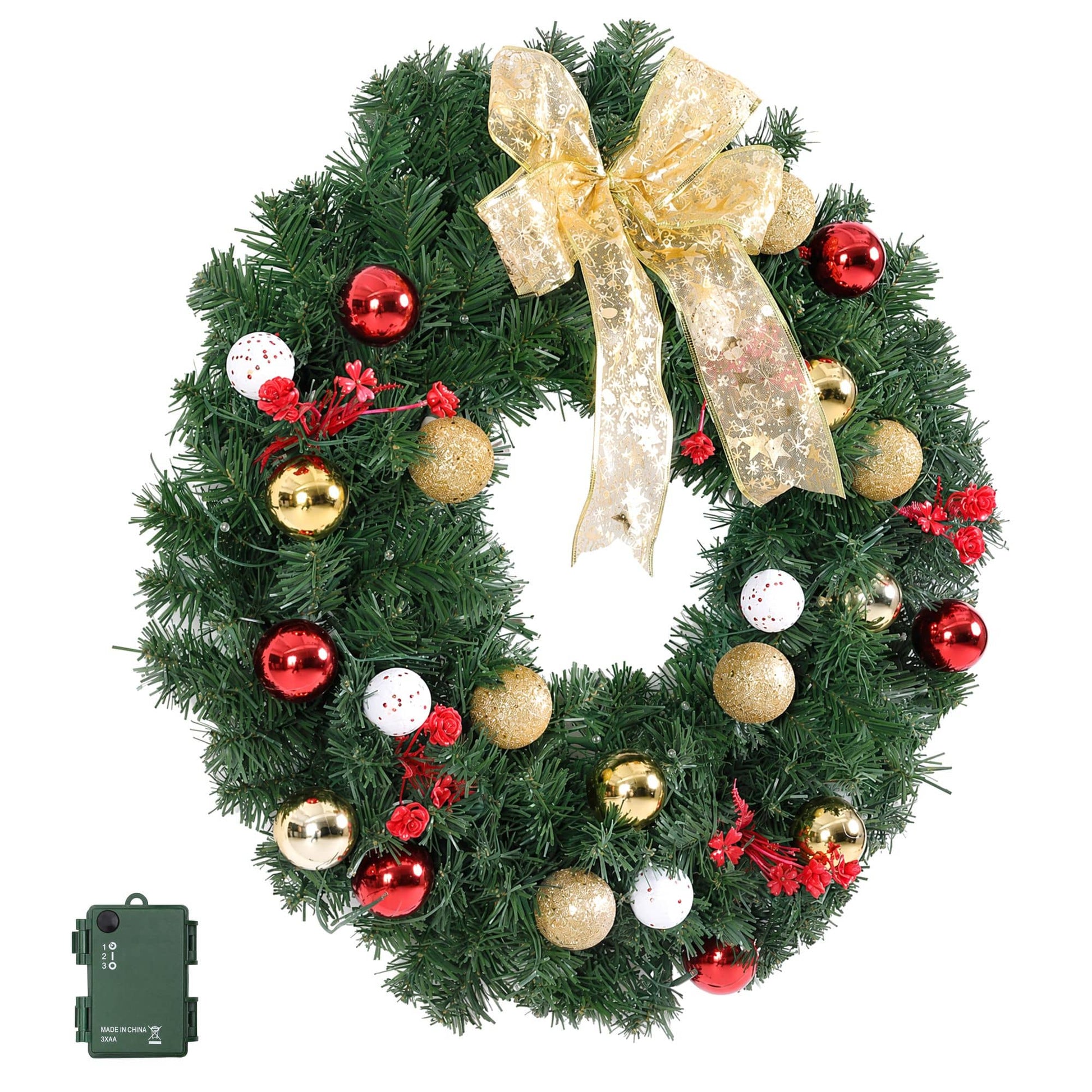 Jingle Jollys Occasions > Christmas > Christmas Wreaths & Garlands Jingle Jollys Christmas Wreath 60CM LED Garland Berries Bow Baubles Xmas Decor