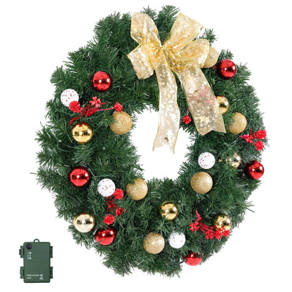 Jingle Jollys Occasions > Christmas > Christmas Wreaths & Garlands Jingle Jollys Christmas Wreath 60CM LED Garland Berries Bow Baubles Xmas Decor