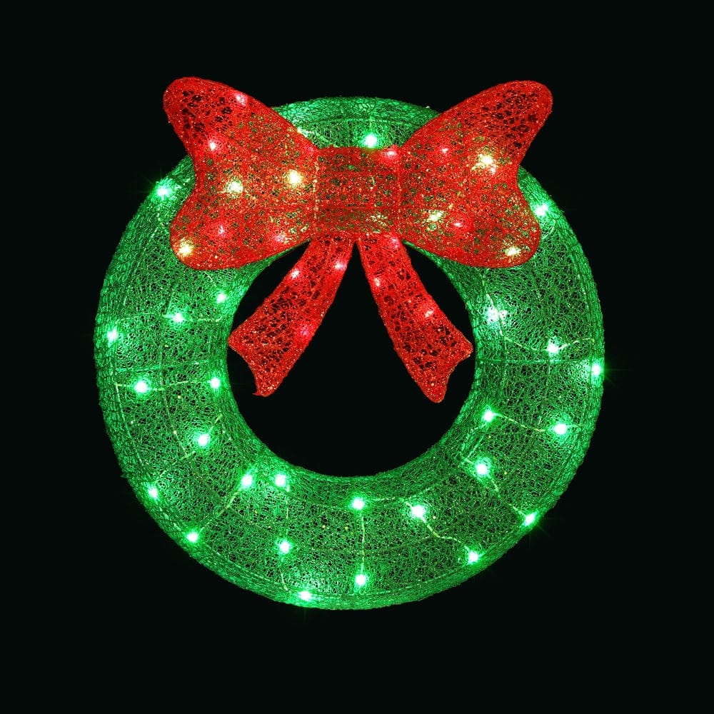 Jingle Jollys Occasions > Christmas > Outdoor Decorations & Lights 0.6M Christmas Lights 50 LED Motif Solar Wreath Xmas Decorations Jingle Jollys