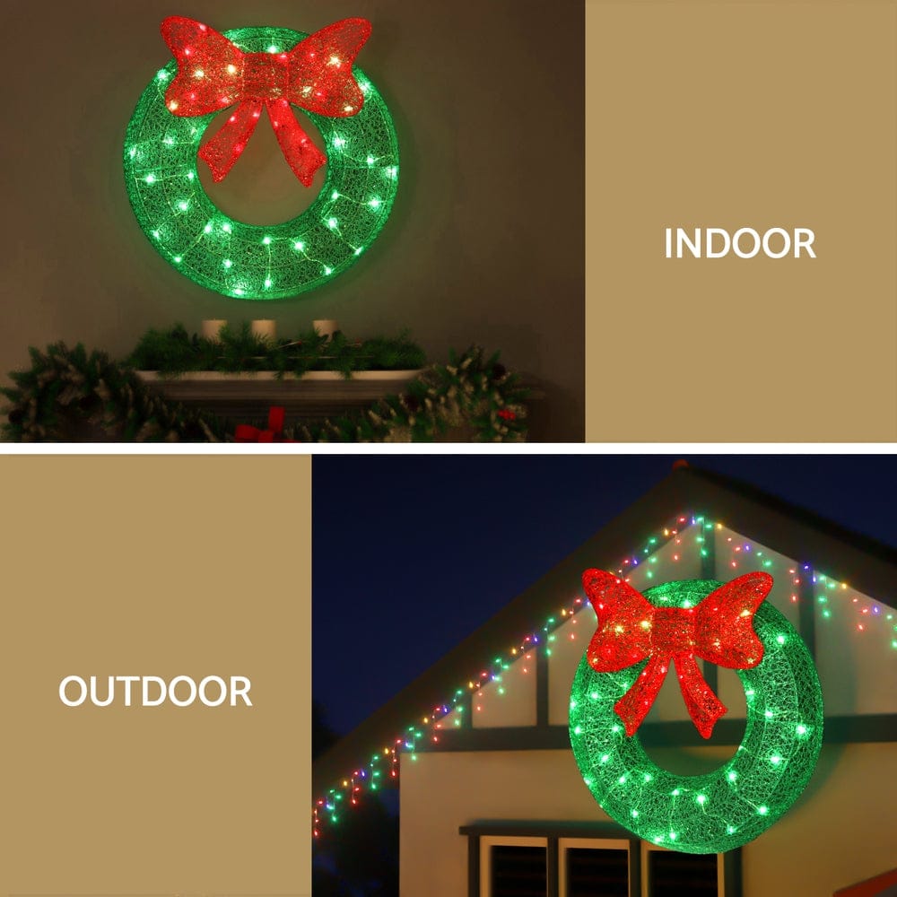 Jingle Jollys Occasions > Christmas > Outdoor Decorations & Lights 0.6M Christmas Lights 50 LED Motif Solar Wreath Xmas Decorations Jingle Jollys