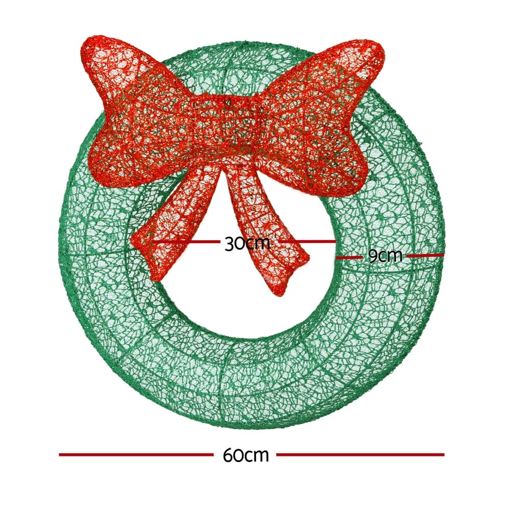 Jingle Jollys Occasions > Christmas > Outdoor Decorations & Lights 0.6M Christmas Lights 50 LED Motif Solar Wreath Xmas Decorations Jingle Jollys