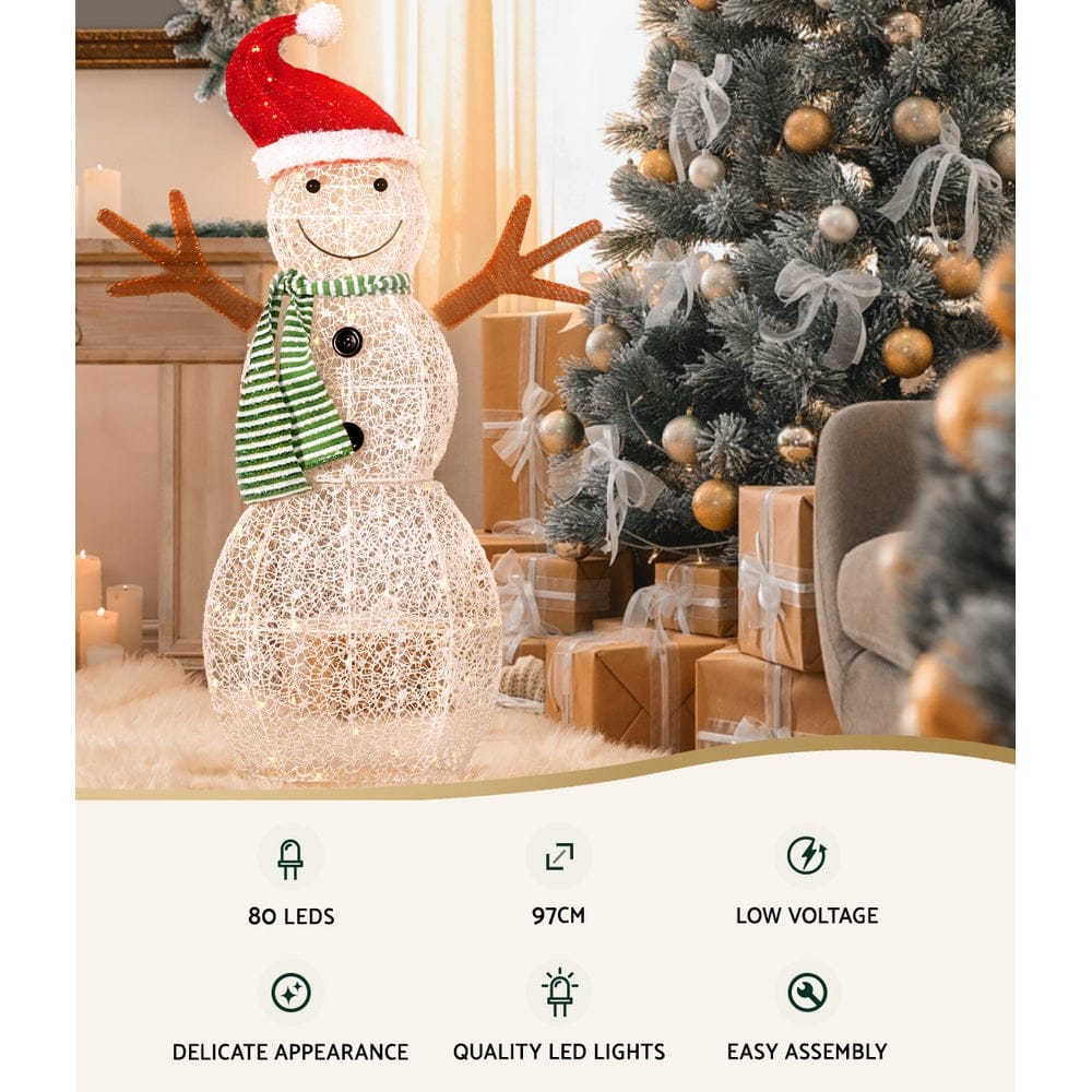 Jingle Jollys Occasions > Christmas > Outdoor Decorations & Lights 0.97M Christmas Lights Snowman 80 LED Decorations Jingle Jollys