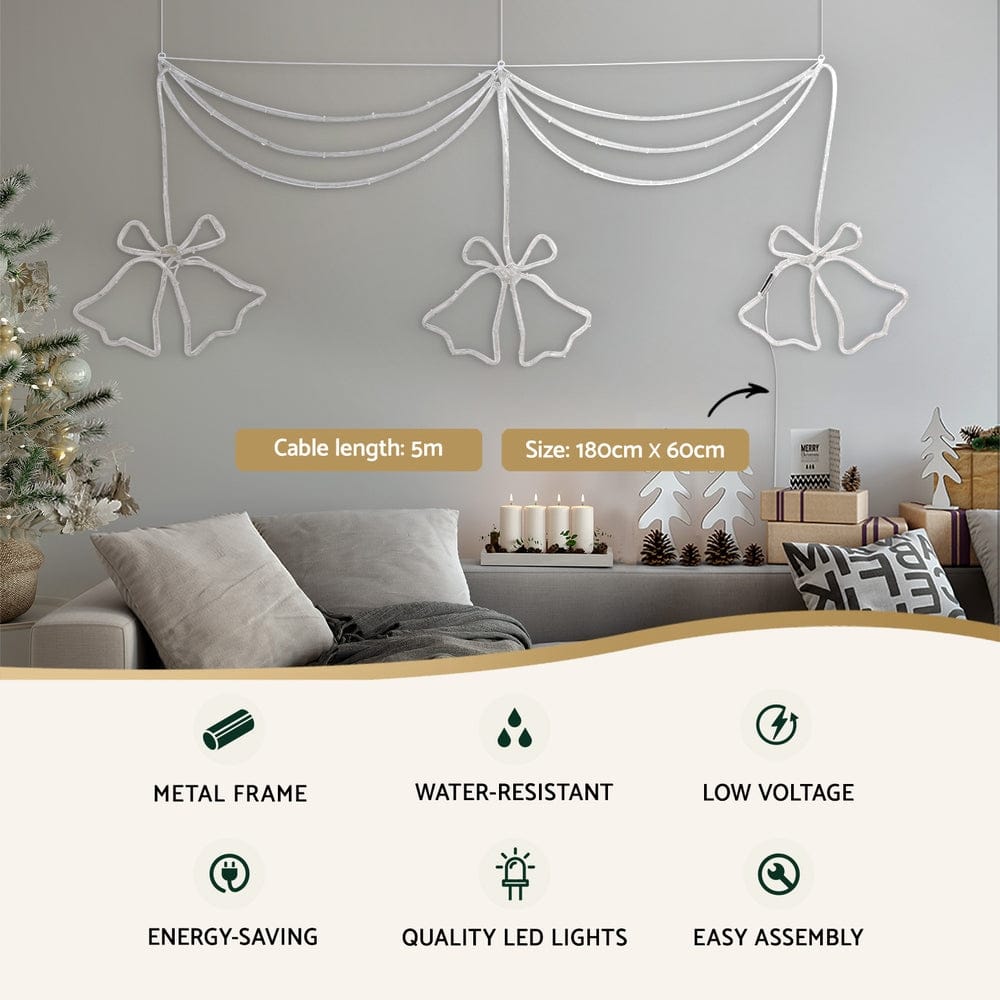 Jingle Jollys Occasions > Christmas > Outdoor Decorations & Lights 1.8M Christmas Lights 288 LED Bell Motif Light Decorations Jingle Jollys