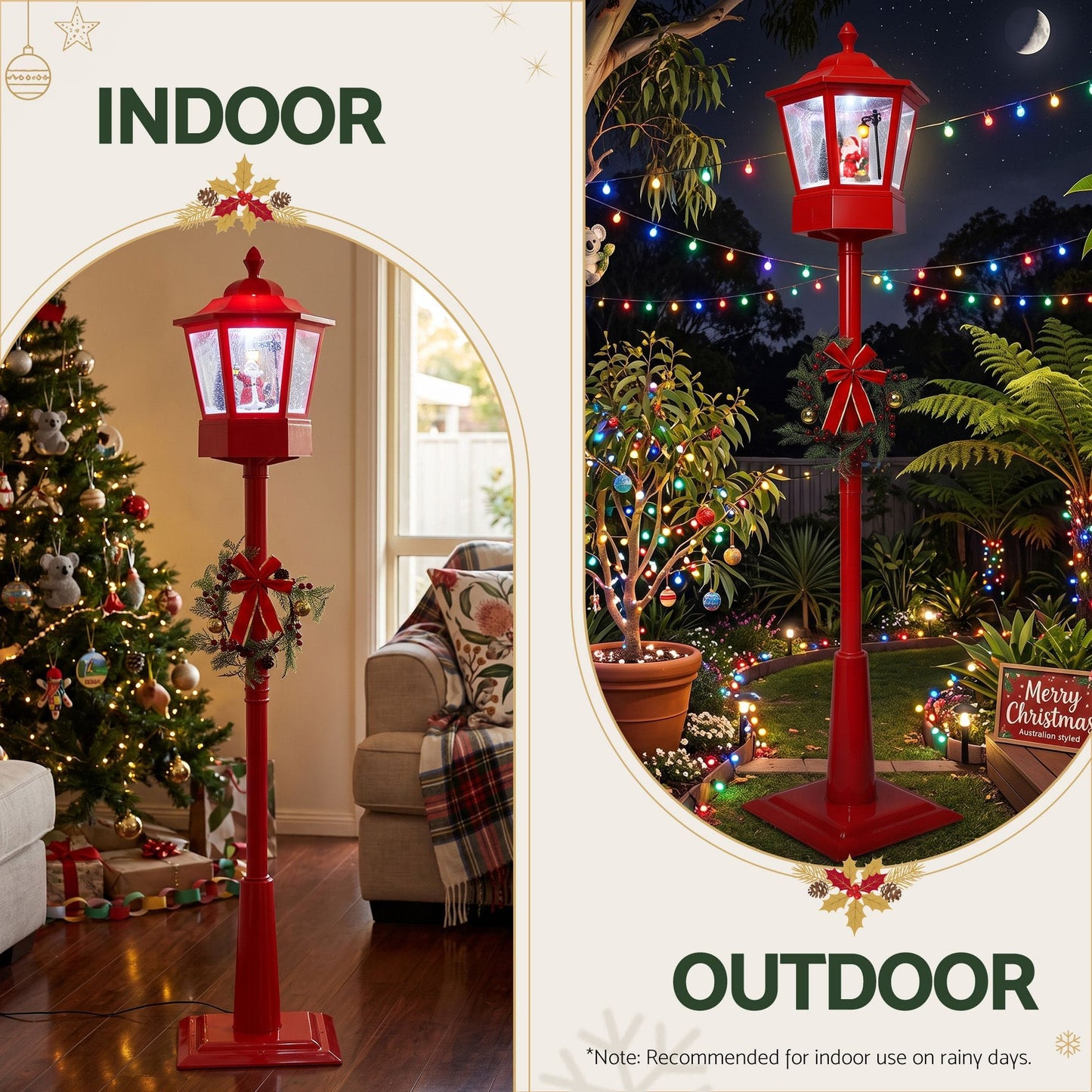 Jingle Jollys Occasions > Christmas > Outdoor Decorations & Lights 1.8M Christmas Lights Post Lamp LED Outdoor Decorations Jingle Jollys