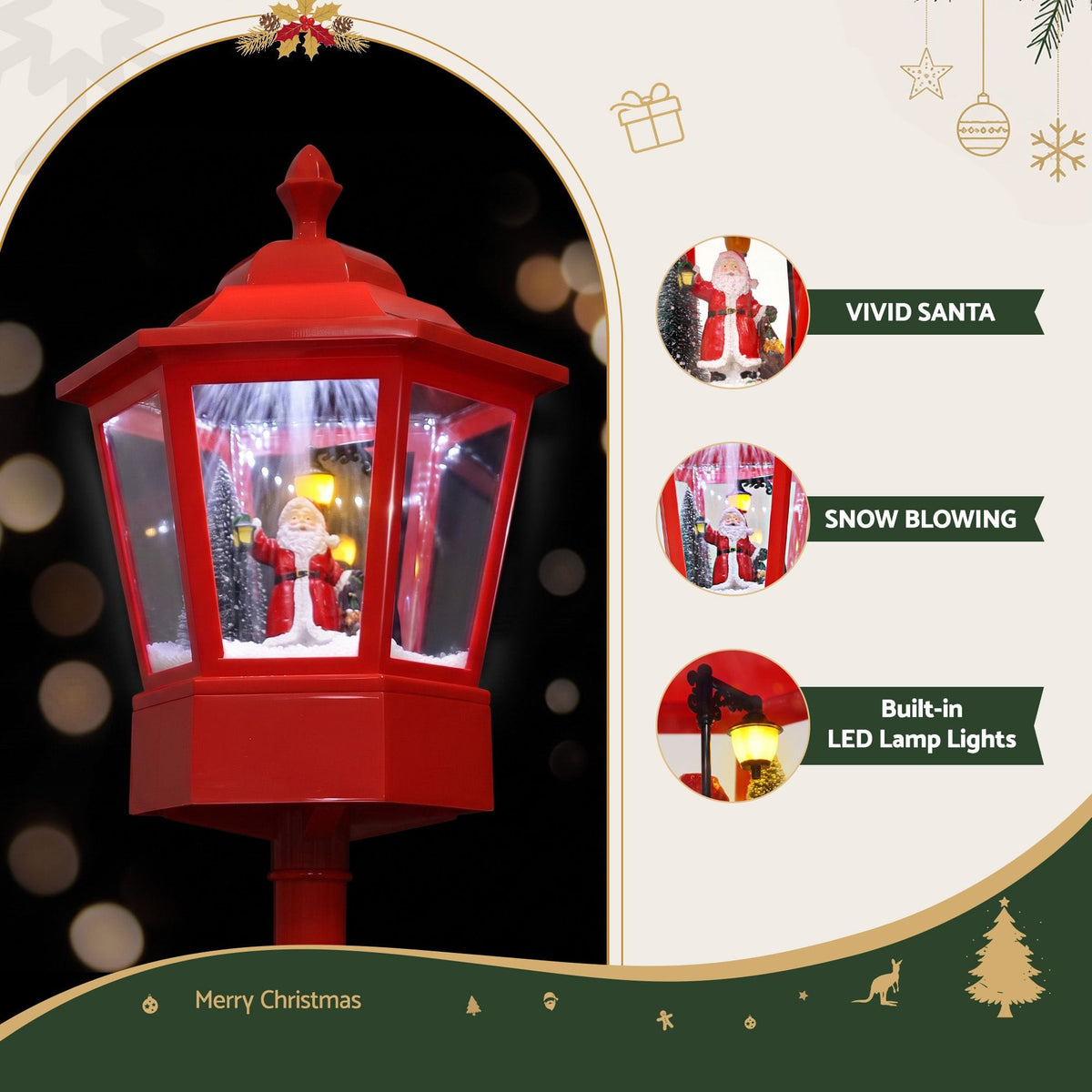 Jingle Jollys Occasions > Christmas > Outdoor Decorations & Lights 1.8M Christmas Lights Post Lamp LED Outdoor Decorations Jingle Jollys