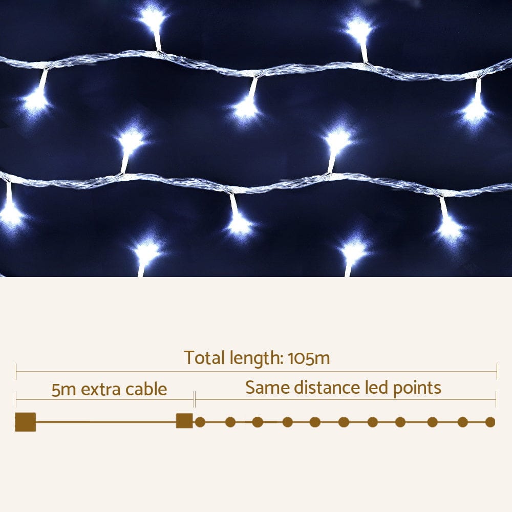 Jingle Jollys Occasions > Christmas > Outdoor Decorations & Lights 100M Christmas Lights String Fairy Light 500 LED Cool White Jingle Jollys