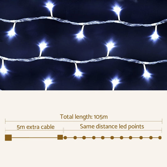 Jingle Jollys Occasions > Christmas > Outdoor Decorations & Lights 100M Christmas Lights String Fairy Light 500 LED Cool White Jingle Jollys