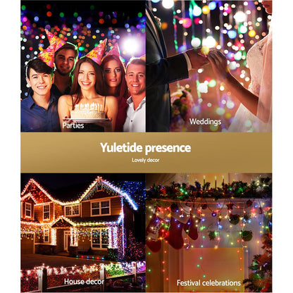 Jingle Jollys Occasions > Christmas > Outdoor Decorations & Lights 12.5M Christmas Lights Solar Icicle String Light Multi Colour Jingle Jollys