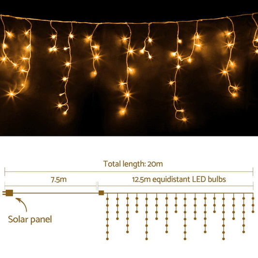 Jingle Jollys Occasions > Christmas > Outdoor Decorations & Lights 12.5M Christmas Lights Solar Icicle String Light Warm White Jingle Jollys