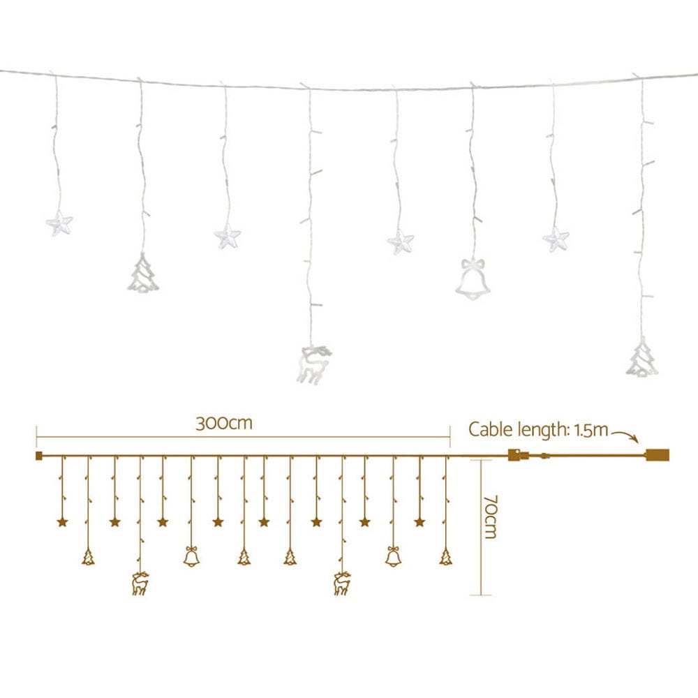 Jingle Jollys Occasions > Christmas > Outdoor Decorations & Lights 138 LED 3M Christmas Lights Icicle Light Warm White Jingle Jollys